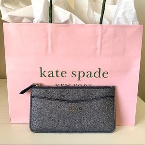 Kate Spade Large Slim Card Holder Blue Glitter